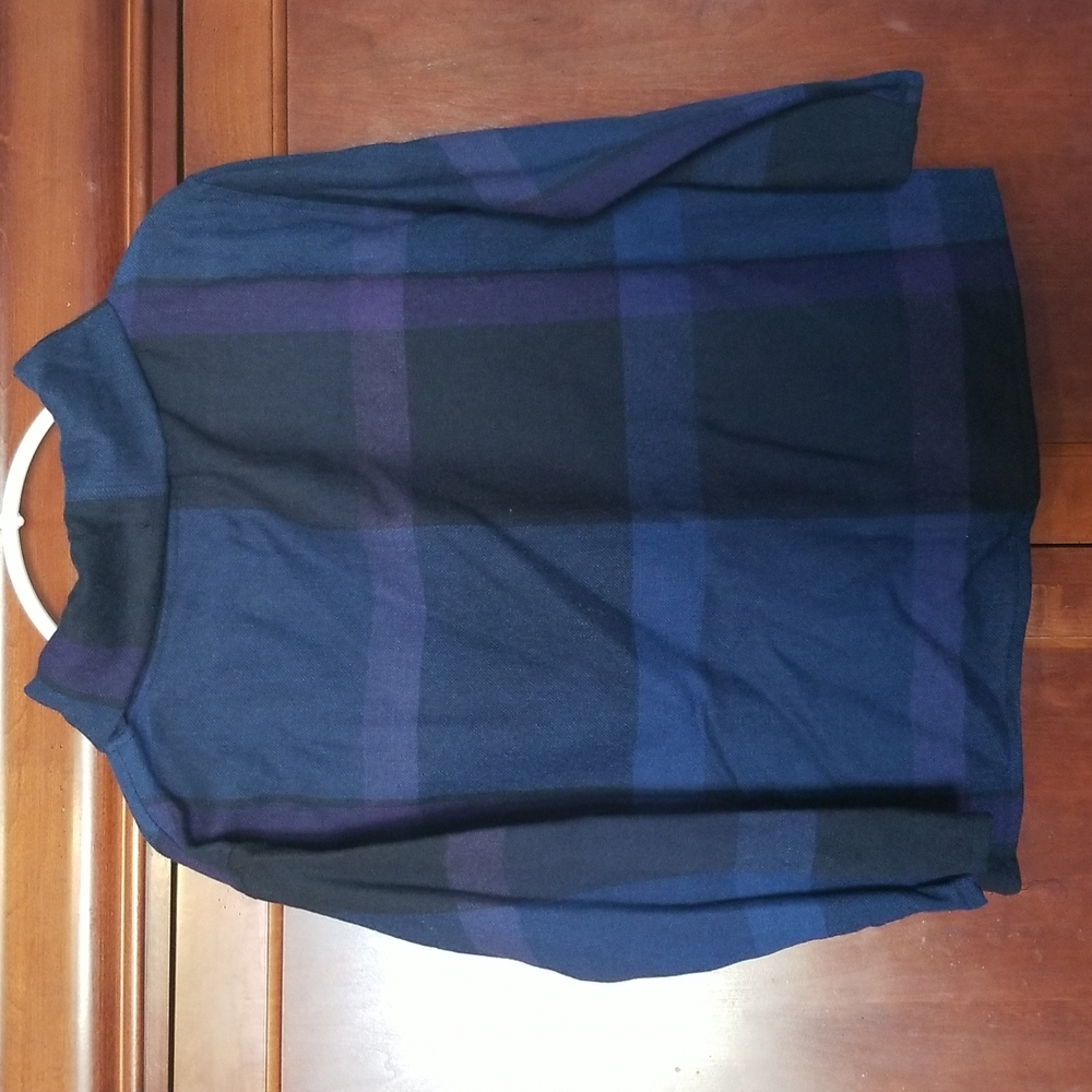 100% wool plaid long sleeve womens top - Picture 2 of 10